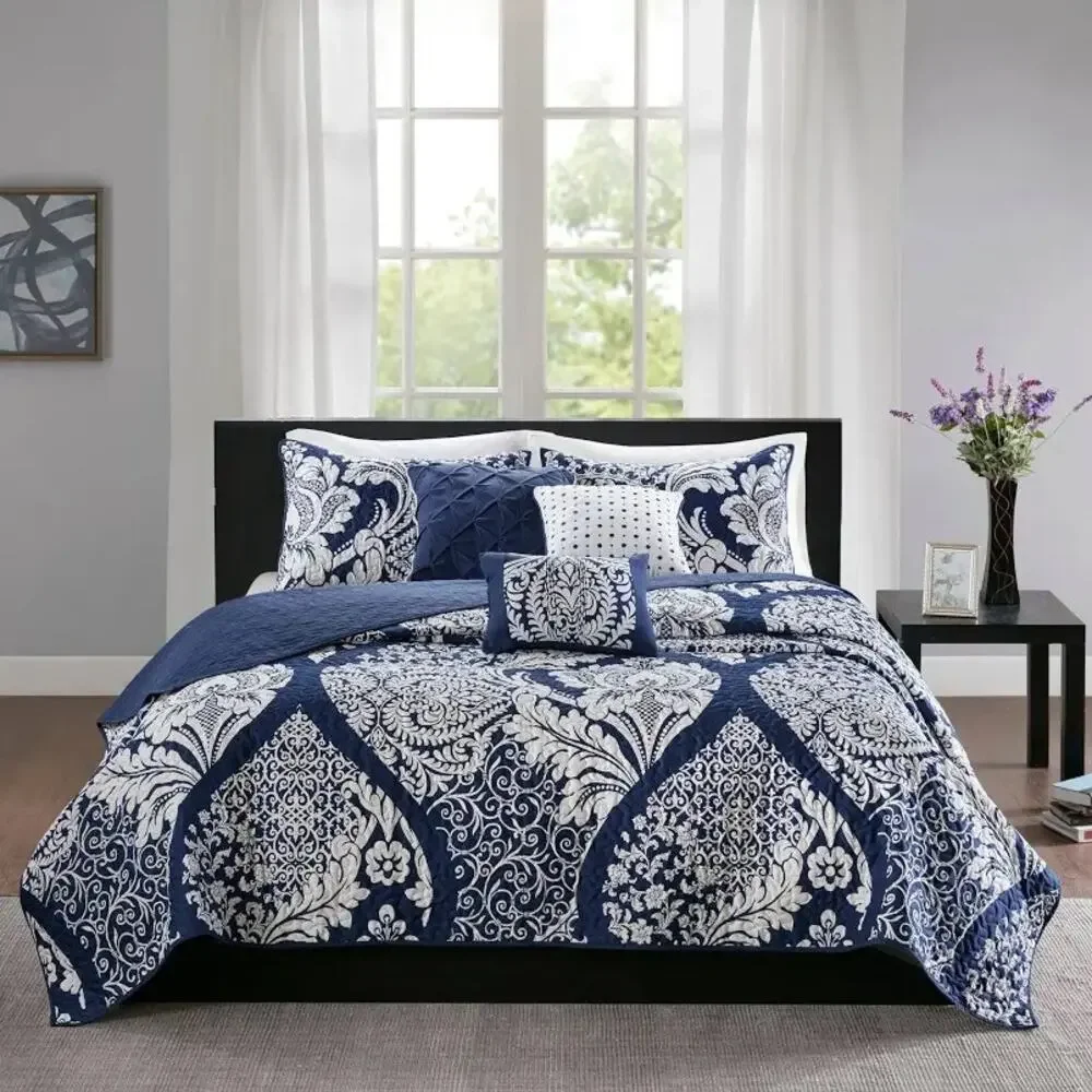 NEW! MadisonPark Marcella 6pc Coverlet Set King/Cal King Indigo